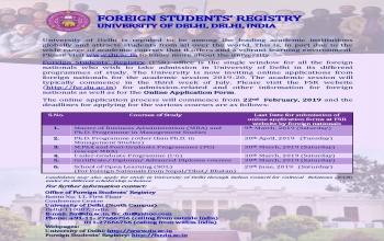 Admission Notice for foreign students in Delhi University